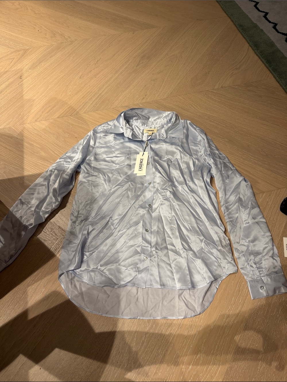 L’Agence Light Blue Satin Button-Up Shirt - Picture 4 of 6